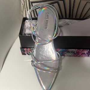 Cape Robbin Iridescent Silver Strappy Pointed-Toe Heels